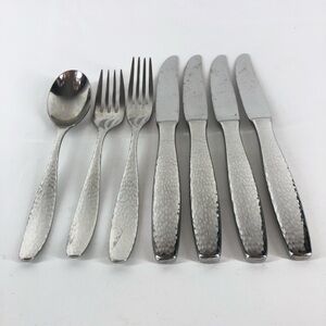 Elegant Reed & Barton Hammered Antique 18/10 Stainless Lot Of 7 Pieces Flatware